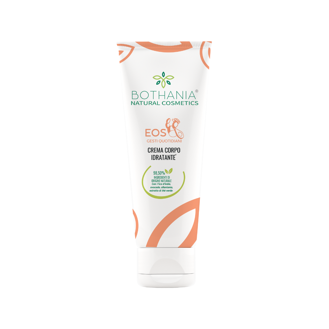 Crema corpo naturale idratante, marca Botrhania, 98,50% ingredienti di origine naturale.